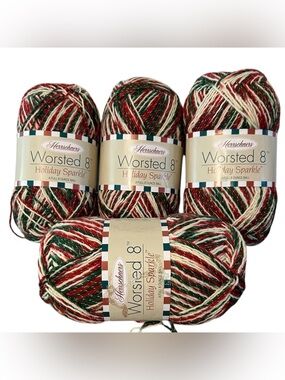 Herrschners Worsted 8 Holiday Sparkle Yarn NEW 4 skeins Christmas yarn